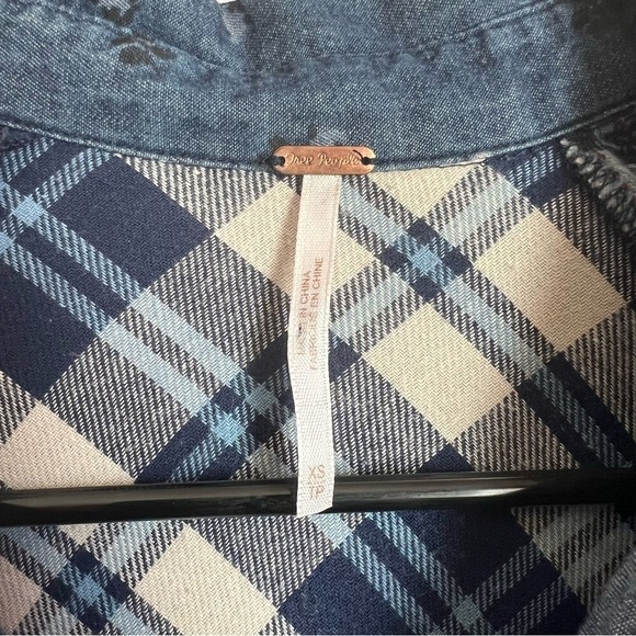 Free People Dottie Over You Button Up Shirt SZ XS Floral Plaid Western Boho - Picture 5 of 11